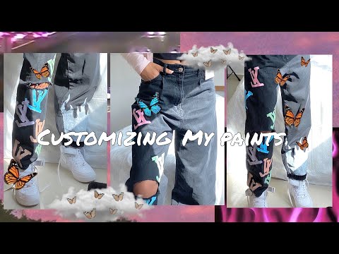 How To Custom Paint Denim Jeans, LV Jeans Tutorial