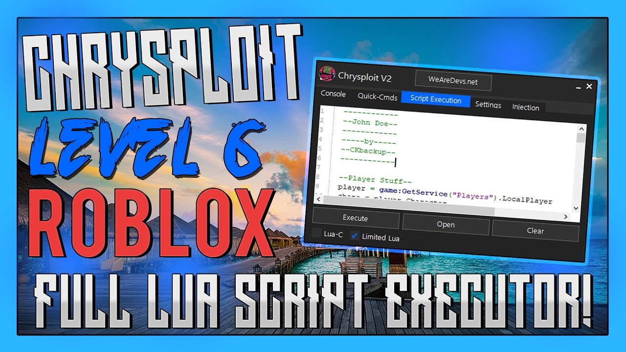 Level 6 Chrysploit Op Lua Script Executor Insane Roblox Hack Exploit 2018 Youtube