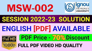 MSW-002 Solved Assignment in English 2022-23, MSW 2 Solve Assignment 2023, MSW 2 Assignment