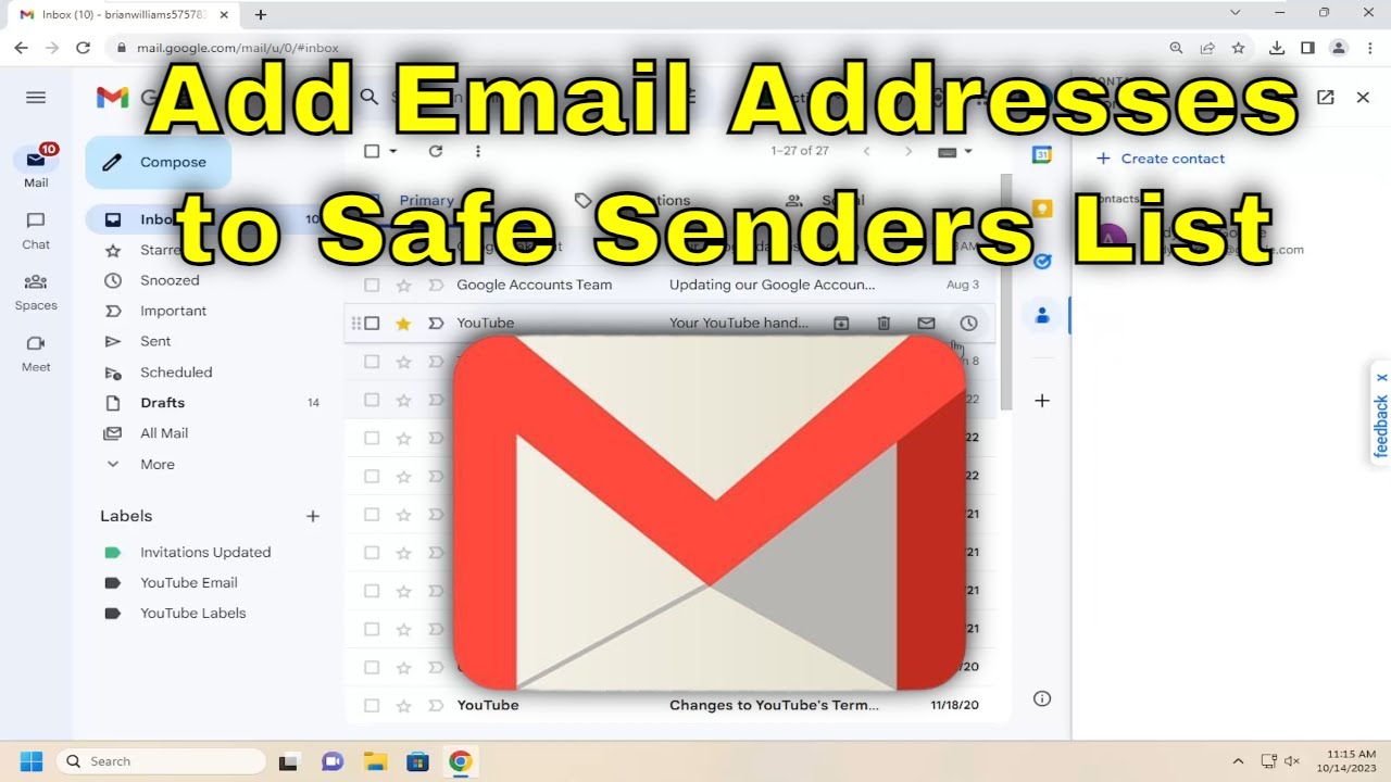 How To Add Email Addresses To Safe Senders List In Gmail Tutorial How To Add Email Addresses To Safe Senders List In Gmail Tutorial