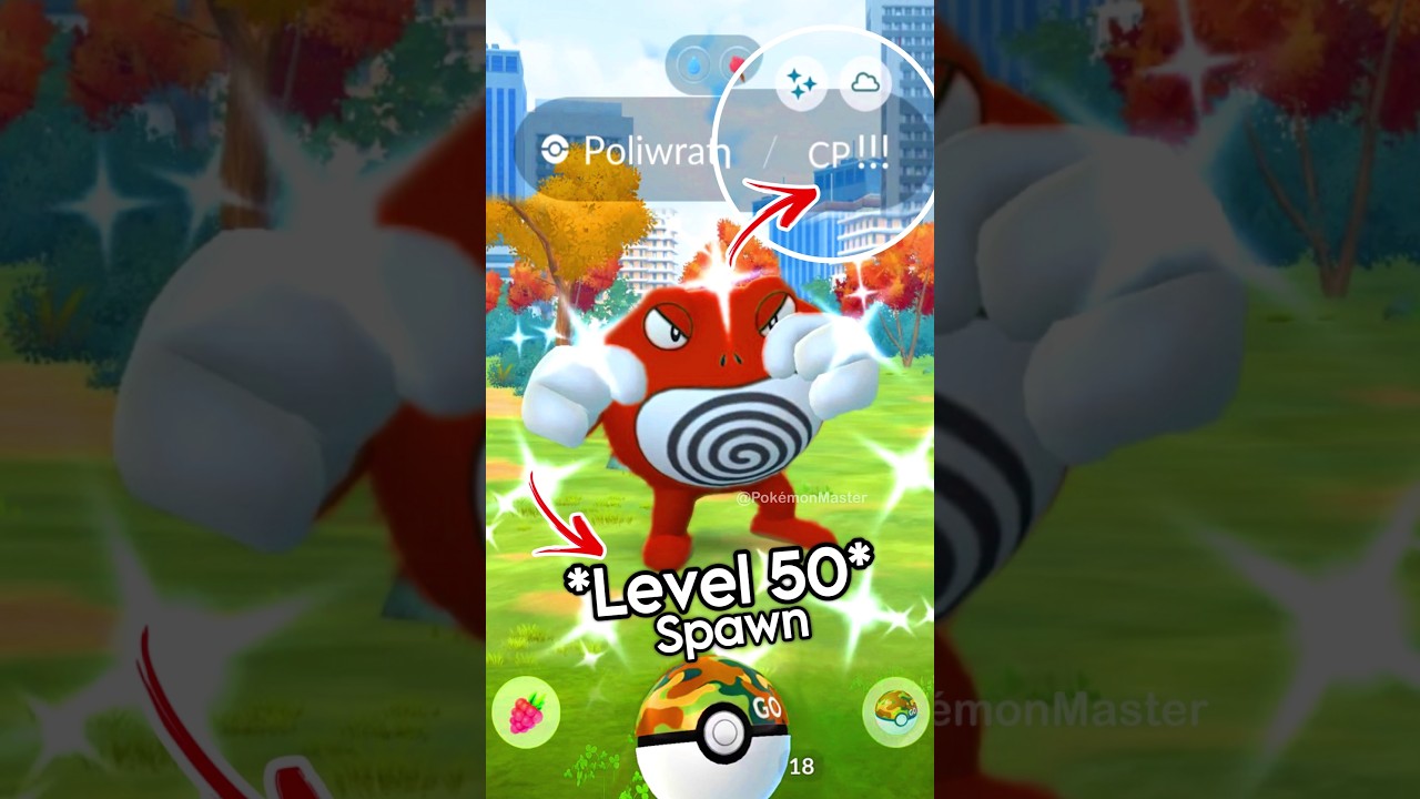CP !!! LEVEL 50 Shiny Mighty POLIWRATH Spawn in Pokemon GO.
