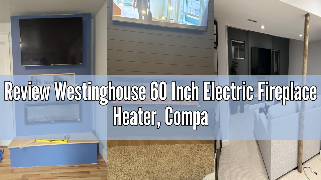 Review Westinghouse 60 Inch Electric Fireplace Heater, Compatible with Alexa & Google Home, Wall Mou