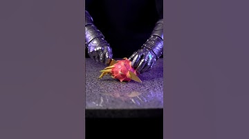 Cutting a holographic dragon fruit with surreal precision #ai #asmr #abstract