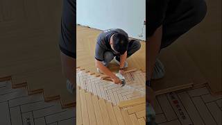 Creating a Perfect Herringbone Floor Pattern with Precise Installation #shorts
