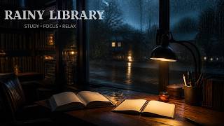 Rainy Library Ambience π§οΈ | Study, Focus & Relax | Quiet Harbor