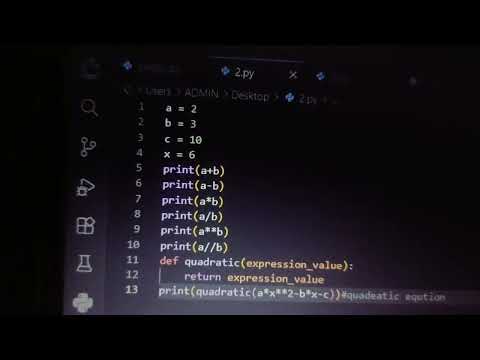 🐍Python programming operations and quadratic equation 🐍🖥️#python #programming #languagelearning