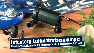 infactory Luftmatratzenpumpe: Elektrische Luftpumpe für schnelles Auf- & Abpumpen, 230 Volt