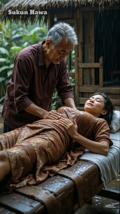 stomach massage in the rainy village🌧️ #rain #asmr #rainsounds