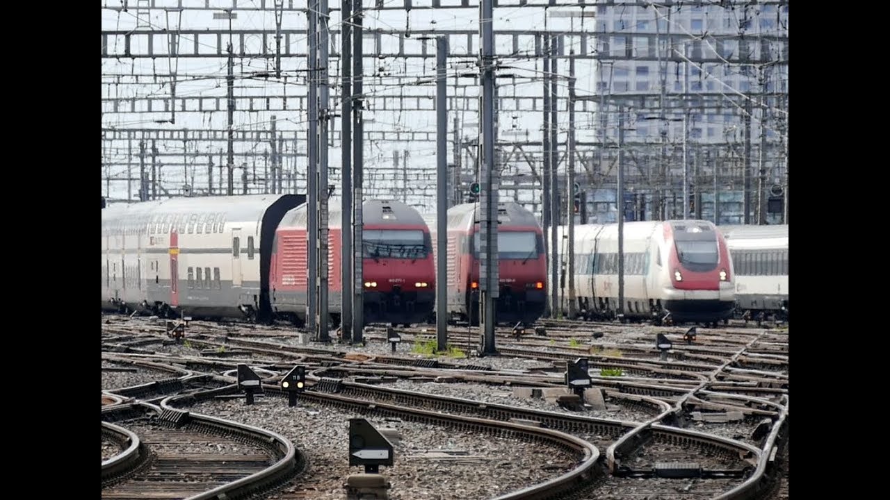 Trains At Zurich Main Station - harder