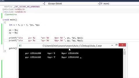 Ponteiros em programação C - Visual Studio 2017
