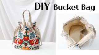Bucket Bag Sewing Pattern, Project Bag Pattern, Easy Bucket Bag, Drawstring Bag