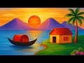 Village Scenery Drawing Easy | #002 | How To Draw A Mountain Village : Step By Step | Easy Drawing