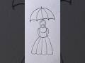 Simple Umbrella &amp; Girl Drawing #shorts #shortvideo #trending  #shortsfeed #youtubeshorts #art #viral