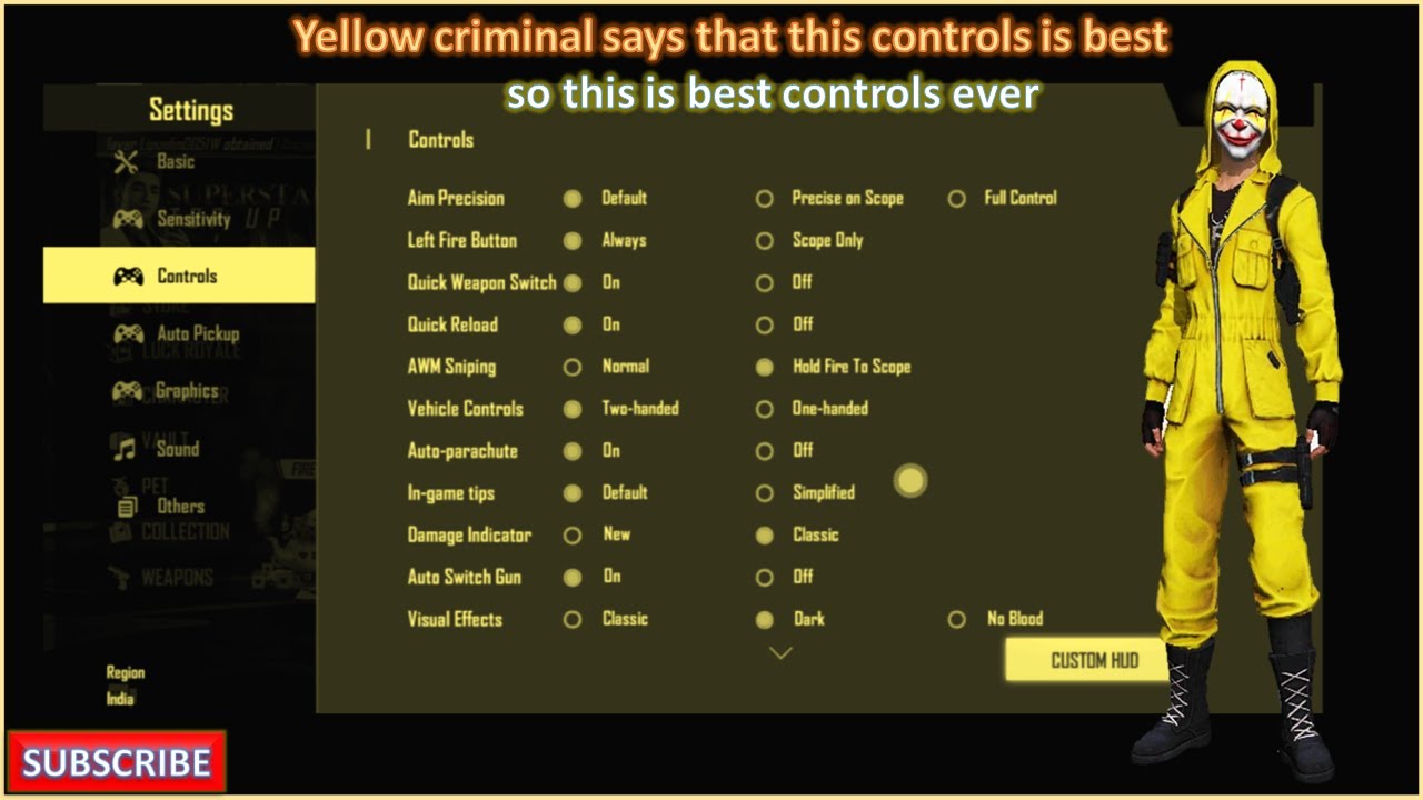 Yellow Control BEST CONTROLS SETTING EVER || बढिय़ा CONTROLS BY THE YELLOW CRIMINAL ...