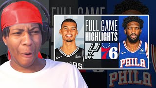EMBIID 70 PTS! Lvgit Reacts To SPURS at 76ERS | FULL GAME HIGHLIGHTS | January 22, 2024