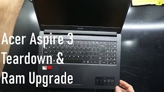 Acer Aspire 3 Teardown and Ram upgrade