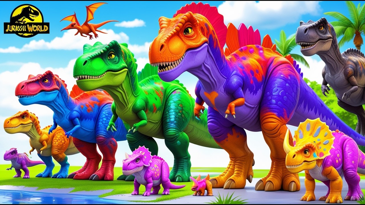 RELEASE ALL 110 LAND Dinosaur T-Rex Takes on Custom Hero Dinosaurs