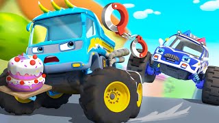 Monster Police Truck Rescue Team | Monster Truck | Fire Truck | Kids Song | BabyBus - Cars World
