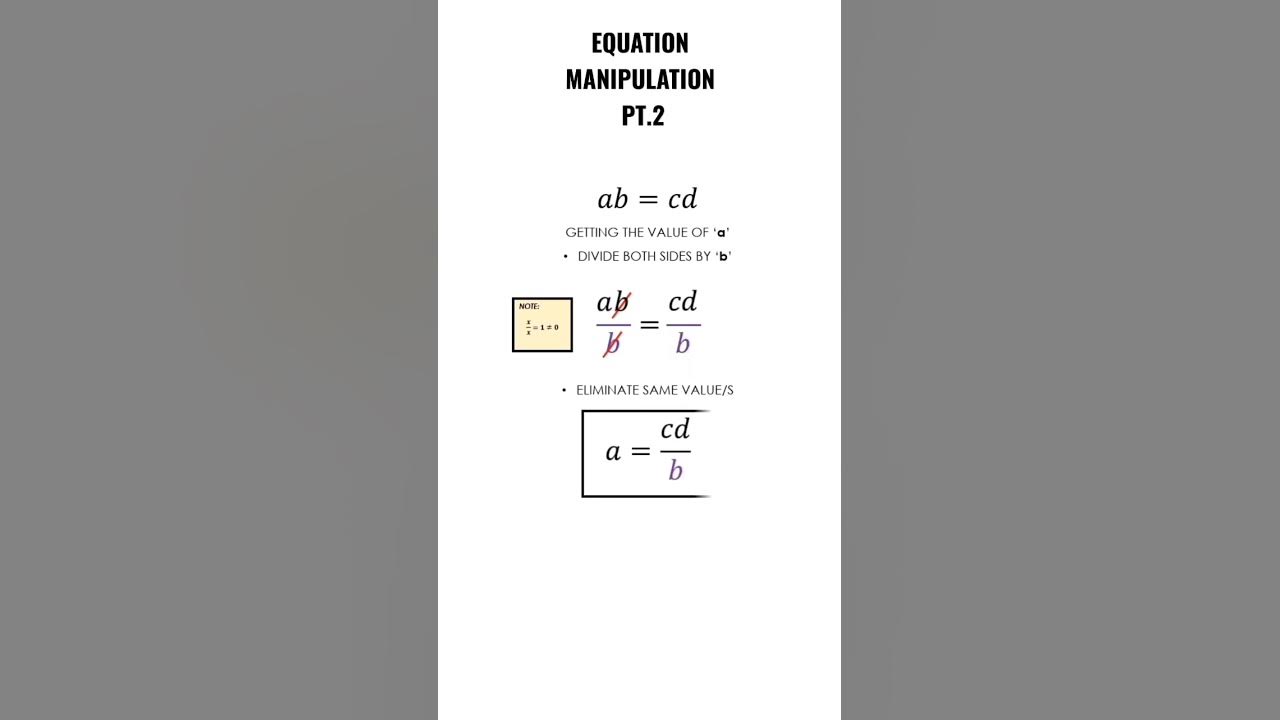 Equation Manipulation ; Basic Alegbra Part 2 - YouTube
