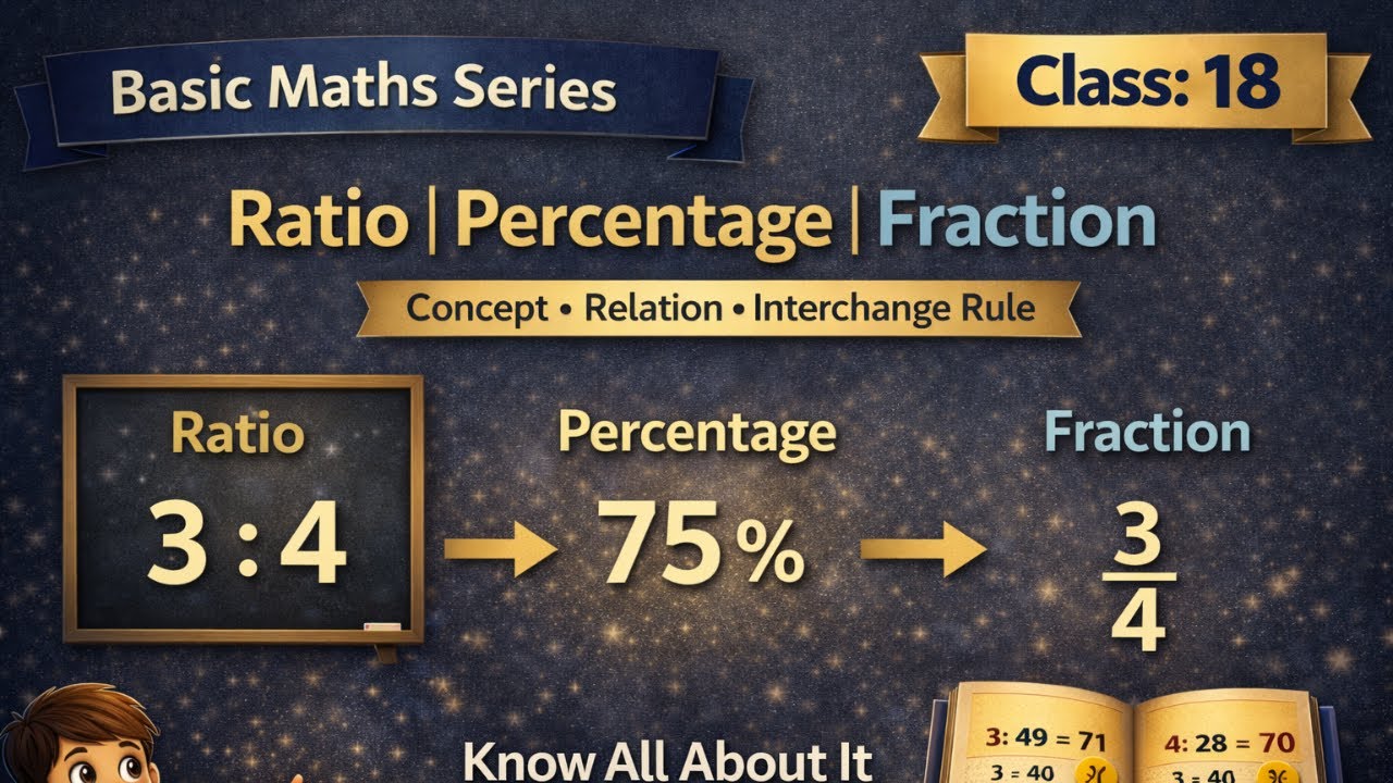 Ratio Percentage Fraction  | Basic Maths Series | Class 18 | Basic Maths Series  | By Sumit Sir