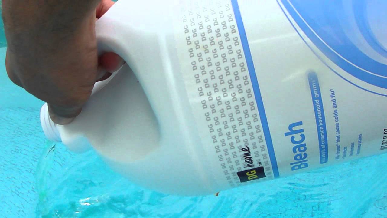 Image result for pouring bleach in the swimming pool