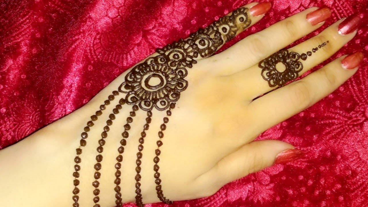 Simple jewelley mehndi Design back hand jewellery mehndi design!! easy