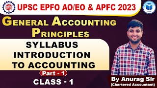 UPSC EPFO AO/EO | APFC | Syllabus | Introduction to Accounting | Class - 1 | EPFO Complete Course