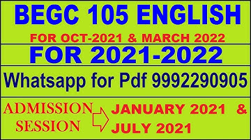 BEGC 105 Solved Assignment 2021-22 in English Pdf  9992290905.