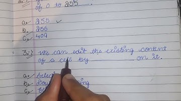 Class-7 || Chapter -4 / Editing in MS Excel  / tick the correct answer @Learnwithjyotisna