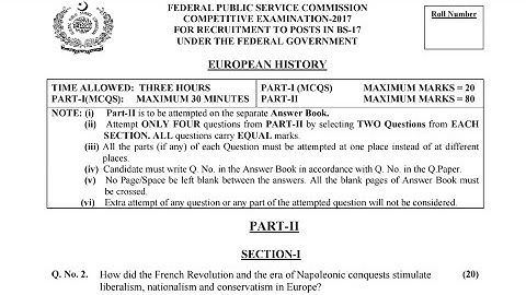 CSS PAST PAPERS - 2017 - EUROPEAN HISTORY PAPER - OPTIONALLY SUBJECT  (GROUP 4)