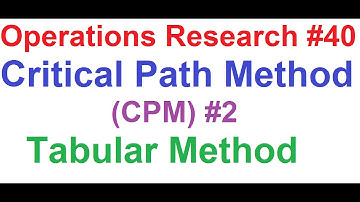 Operations Research Tutorial #40: Network Analysis #8_Critical Path Method(CPM) #2_Tabular Method