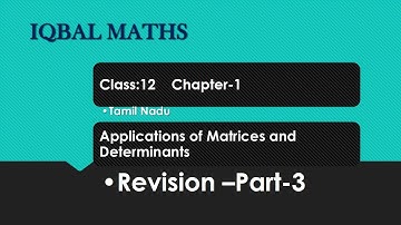 TN Class 12 Maths New Syllabus Chapter-1 Applications of Matrices and Determinants Revision Part-3