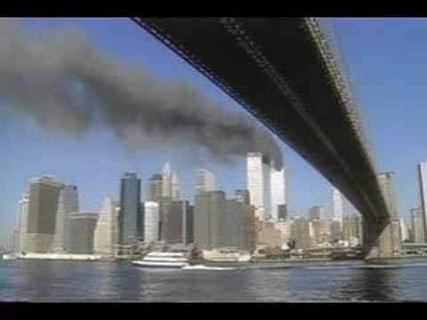 This is a amateur footage taken from near the Brooklyn Bridge of the impact on the south tower Sept.11 2001