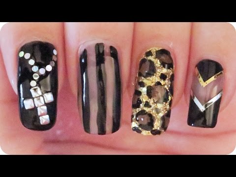 Silver & Gold Mix & Match nail art