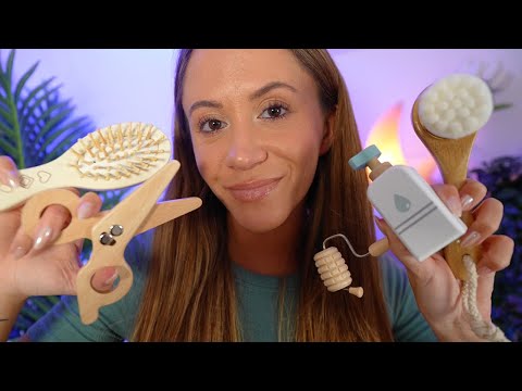 ASMR Wooden Spa & Salon (haircut, skincare, layered sounds)