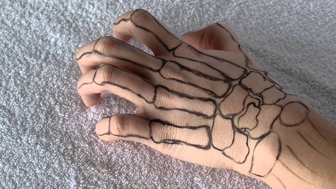 Skeleton hand drawing on hand tiktok