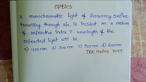 A monochromatic light of frequency 5×10^14Hz travelling through air is incident on a medium of refr