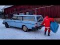 Santa drifting on volvo 240 best gifts delivery merry christmas winter drift ddrive