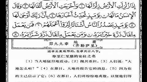 معانى القران مترجمه الى اللغه الصينية سورة الزلزلة wmv