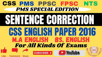 Sentence Correction || CSS English Paper 2016 || English for CSS and PMS