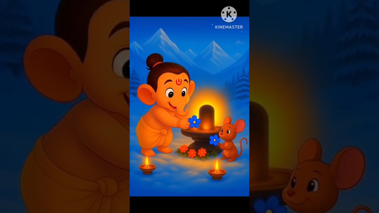 Little Lord Ganesha Offering Water to Shivling | Bal Ganesha Devotional Shorts