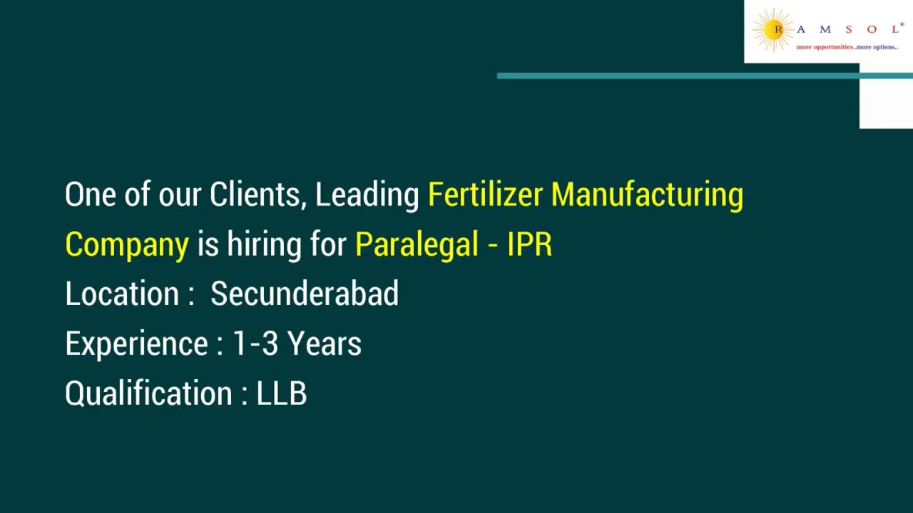 Paralegal IPR | Paralegal IPR Jobs | Paralegal Jobs | IPR Associate | IPR Associate Jobs