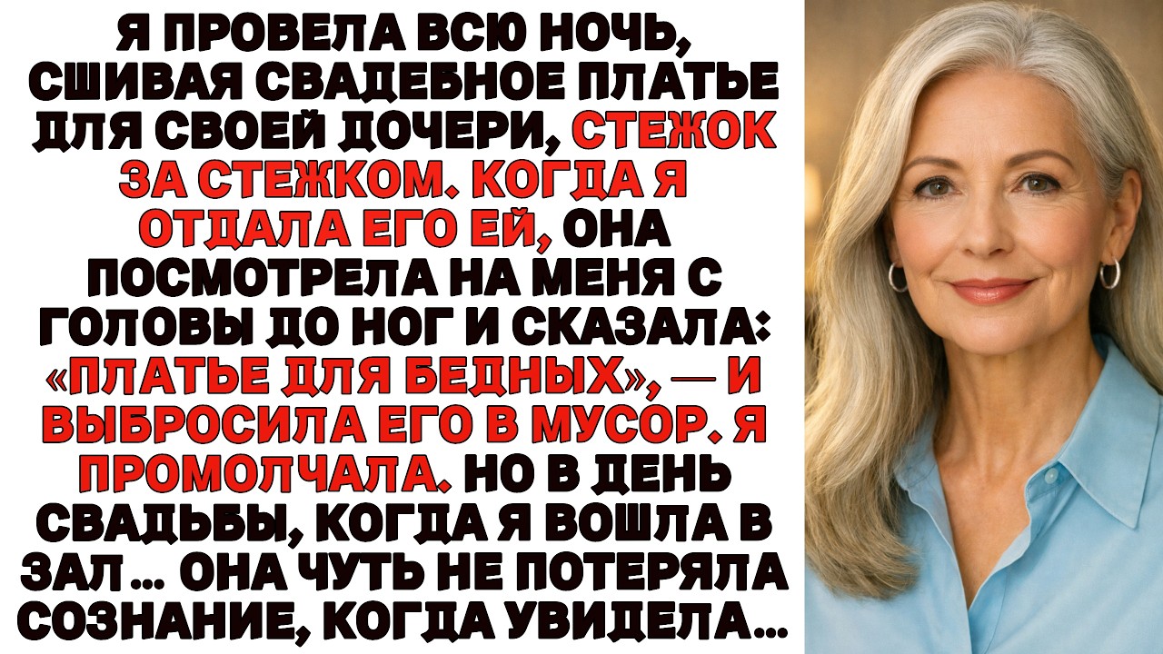 Платье для бедных сказала моя дочь.Но на празднике, когда я вошла в зал, она почти потеряла сознание