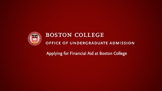 Applying for Financial Aid at Boston College | BC Admission Virtual Open House
