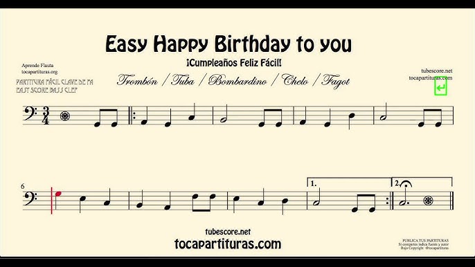 Happy Birthday To You Easy Sheet Music For Trombone Cello Tuba Basson And Cello Youtube Happy Birthday To You Easy Sheet Music For Trombone Cello Tuba Basson And Cello Youtube