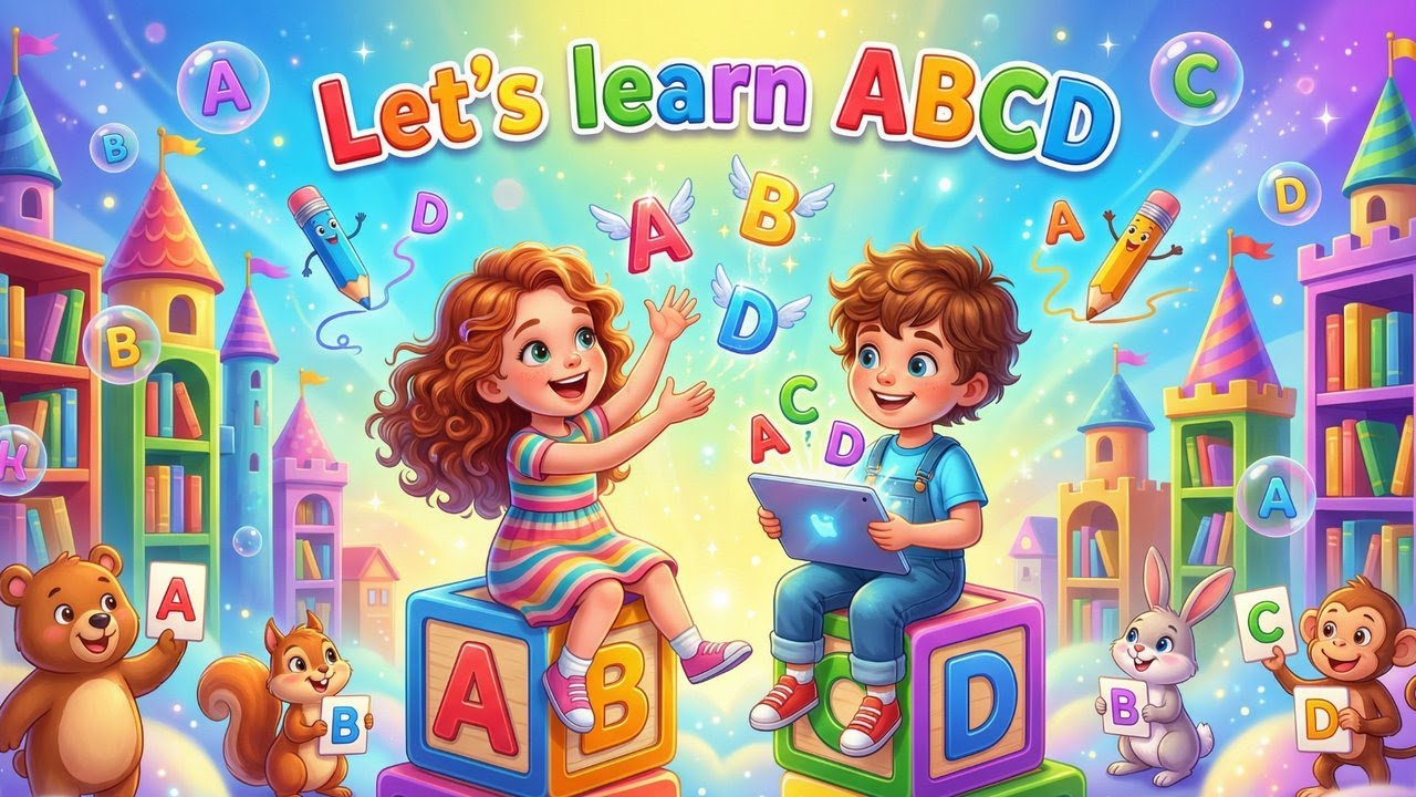 Let's Learn ABCD | Song for toddlers 🎶🔤 | Learn Letters A to Z 🌈✨ | Fun Nursery Rhyme for Kids 🌈 |