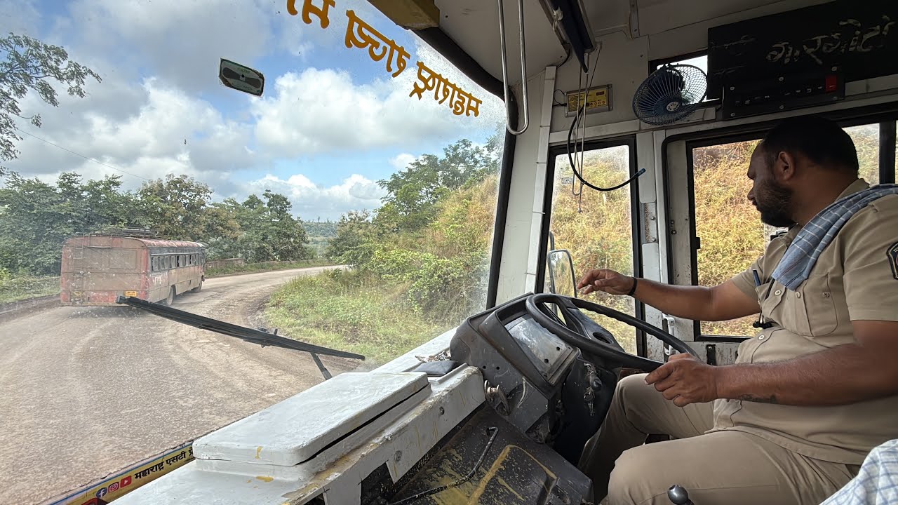 KOLHAPUR TO RATNAGIRI VIA AMBA GHAT : FULL JOURNEY : MSRTC ST BUS CABIN RIDE