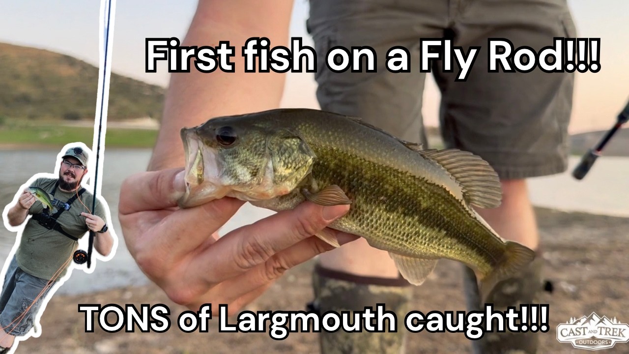 Catching TONS of Largemouth Bass; Including catching my First Ever fish on a Fly Rod!!!
