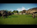 Jurassic World Evolution 2 бои динозавров-тираннозавр VS трицератопс