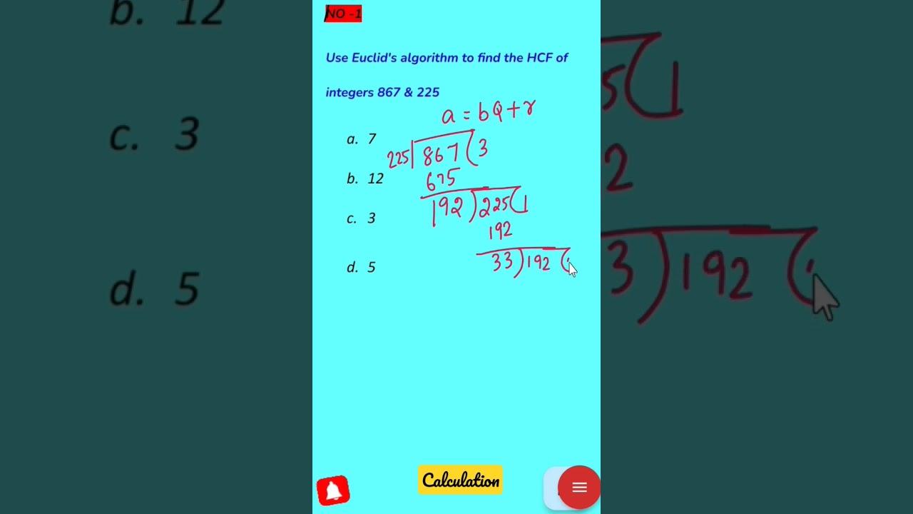 HCF of 2 integers- Euclid's Algorithm # shorts